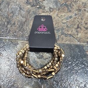 New paparazzi gold plastic bead stretchy bracelet set of 4